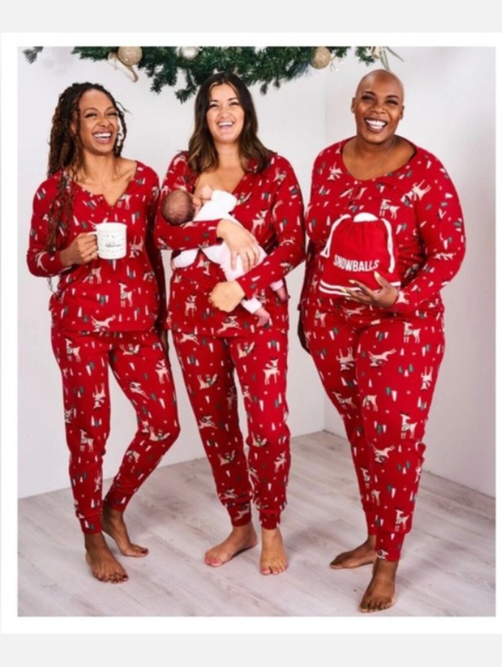 Latched Mama Red Reindeer Print Nursing Pajama Set